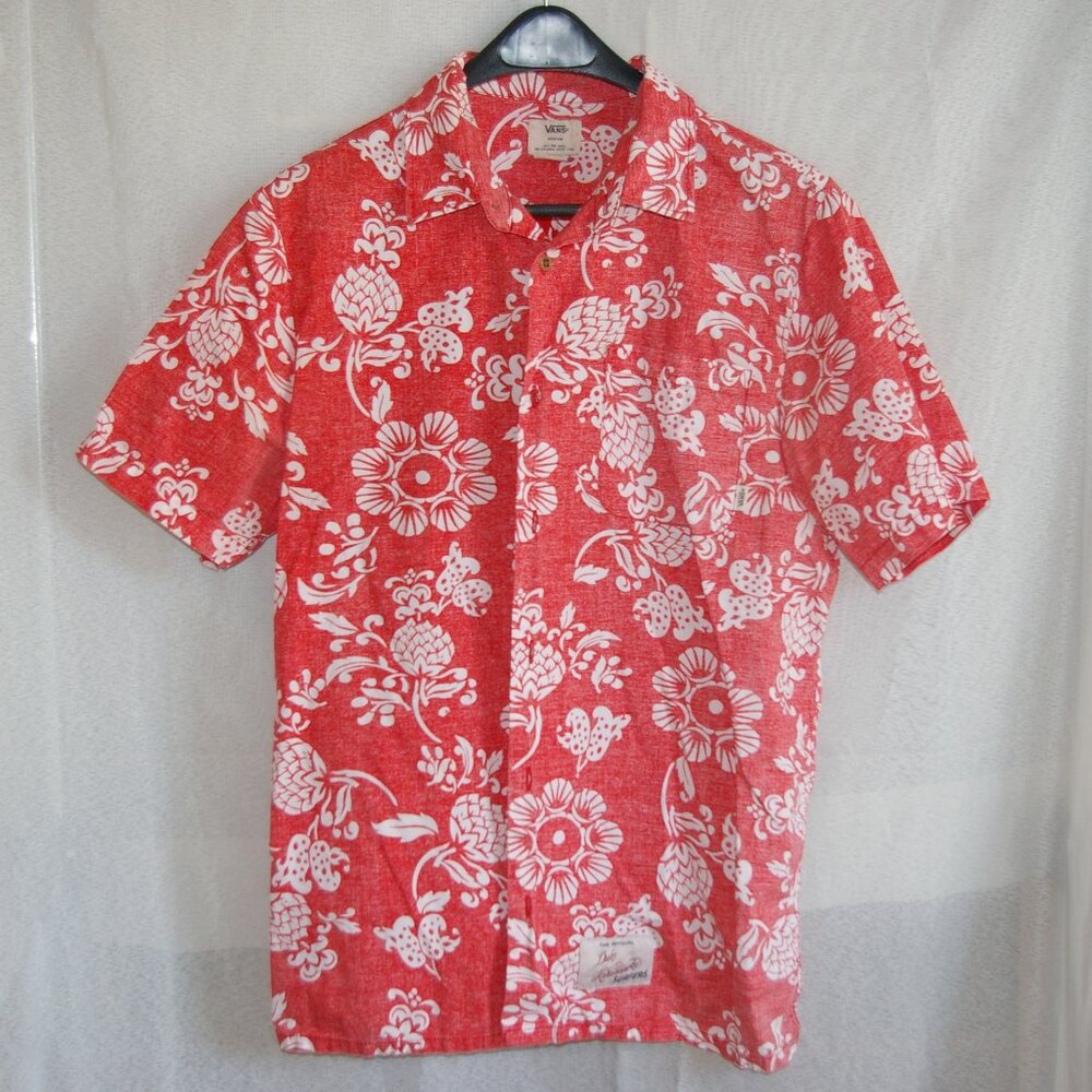 Vans Orange Button Shirt with Tropical Pattern